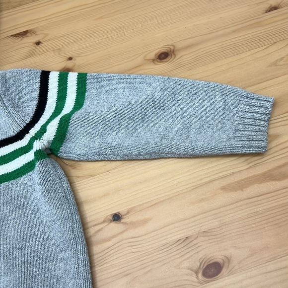 Janie and Jack Gray Hoodie with Green and Black Stripes - Picture 8 of 10